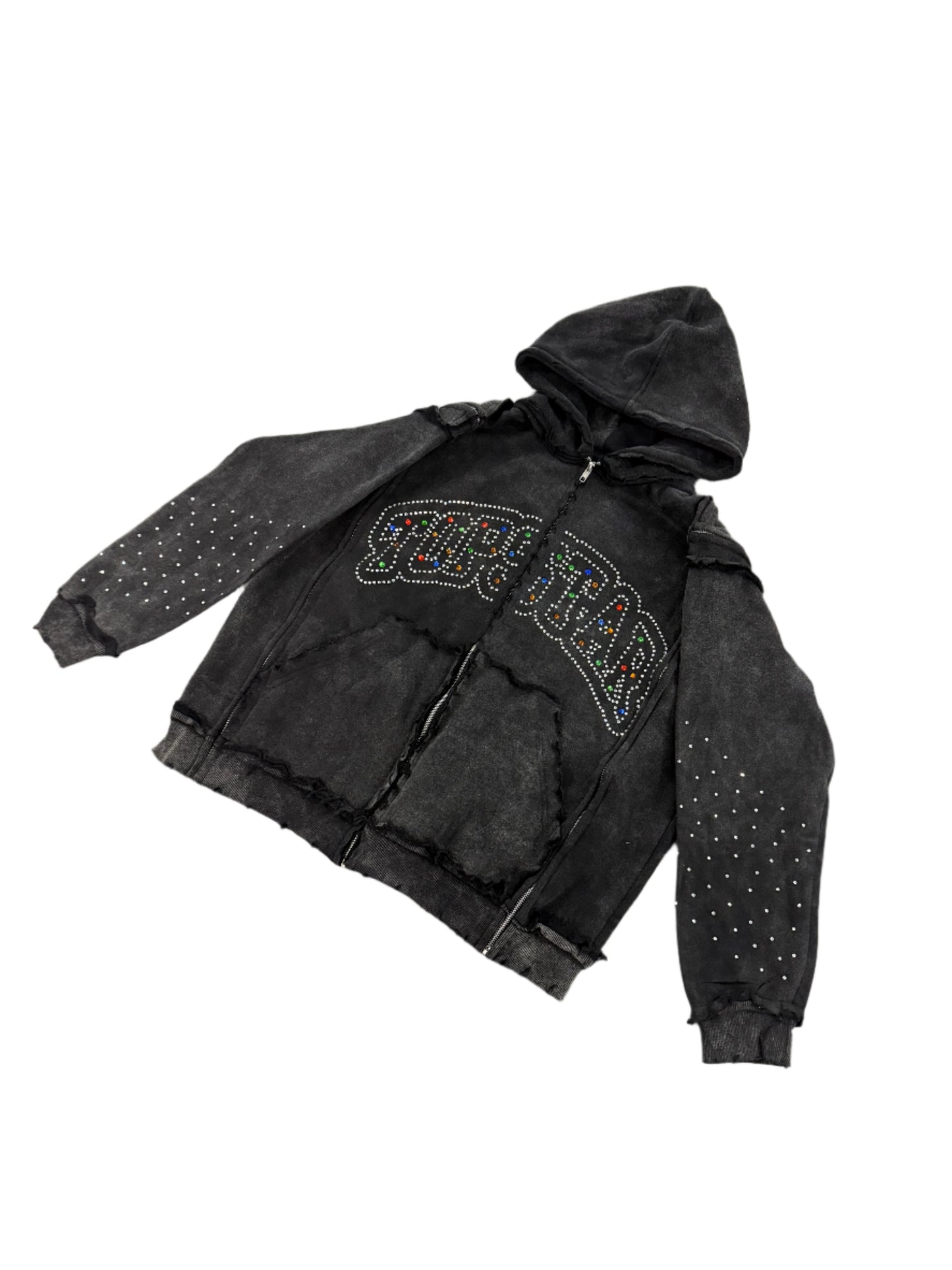 “RHINESTONE TRIPLE ZIP”(Black)