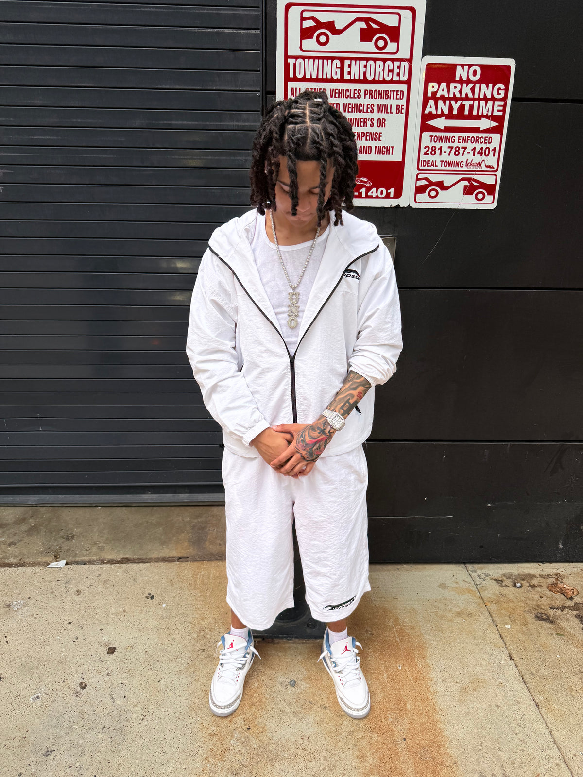 Windbreaker 3/4 Shorts White
