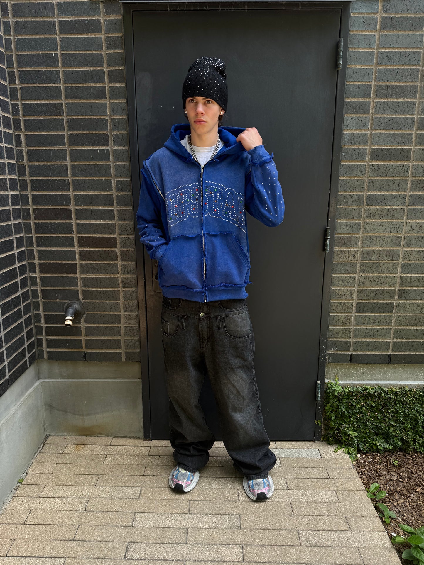 “RHINESTONE TRIPLE ZIP”(Blue)