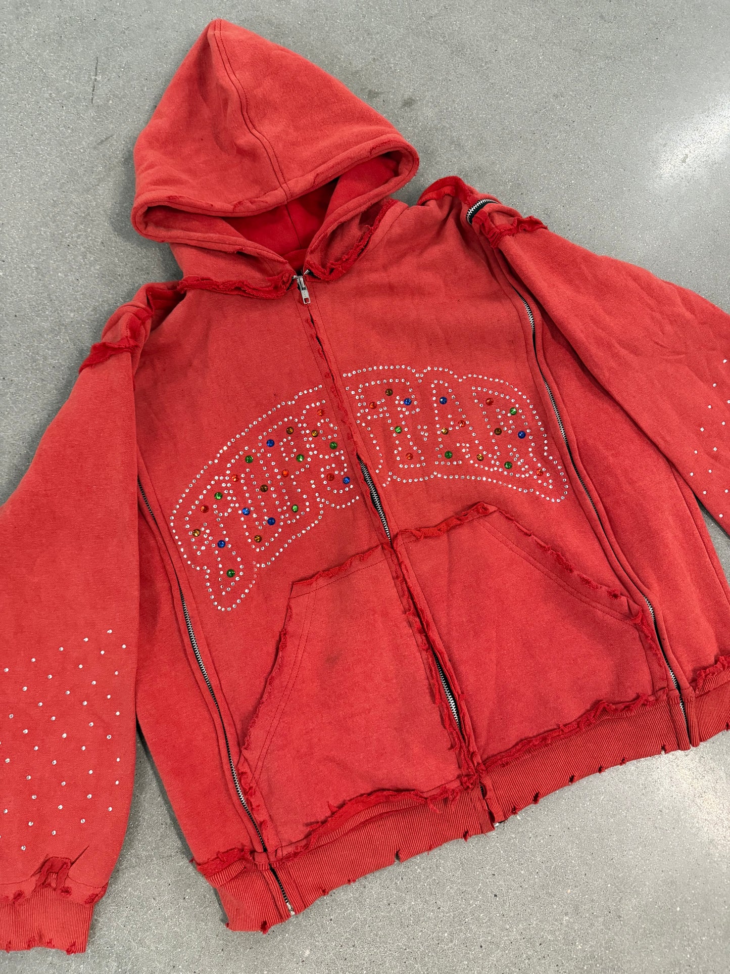 “RHINESTONE TRIPLE ZIP”(Red)