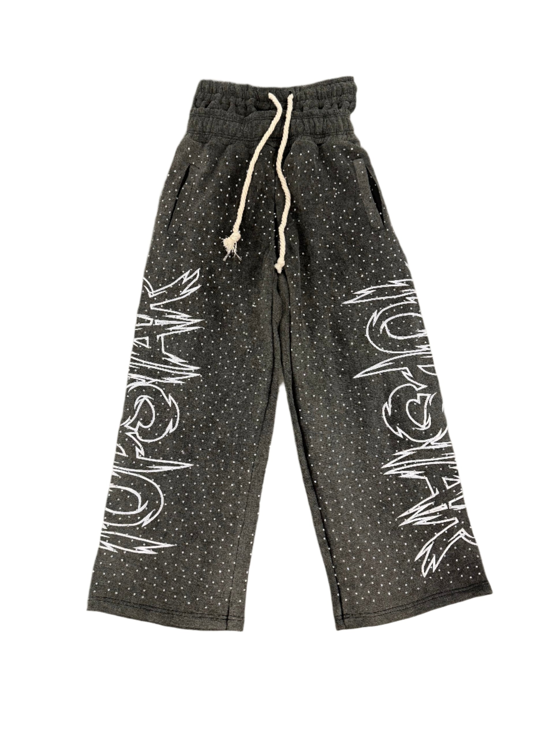 "Double Waisted Rhinestone Sweats"(Black)