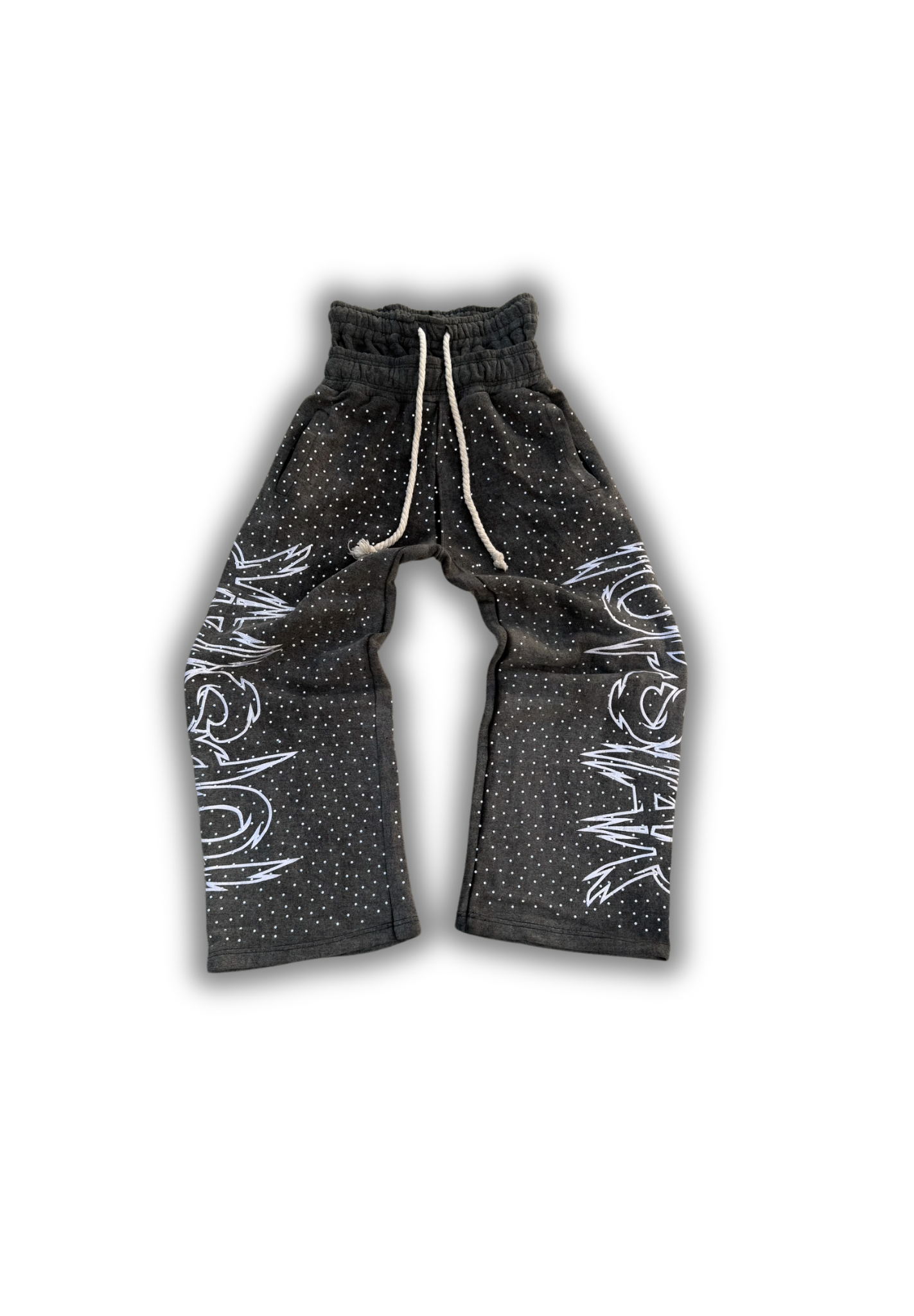 "Double Waisted Rhinestone Sweats"(Black)