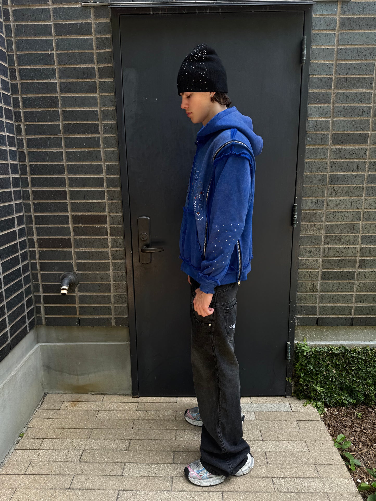 “RHINESTONE TRIPLE ZIP”(Blue)