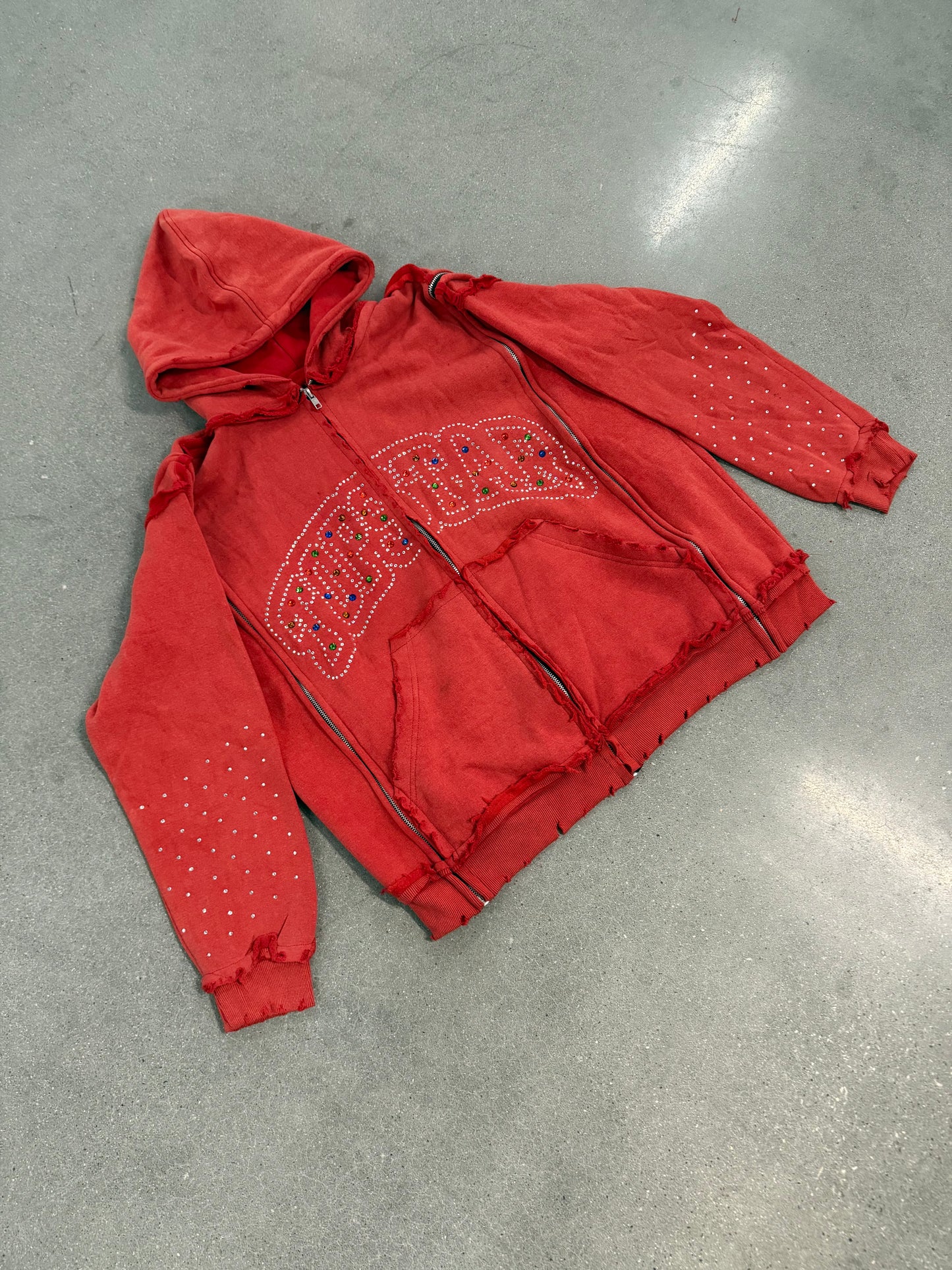 “RHINESTONE TRIPLE ZIP”(Red)