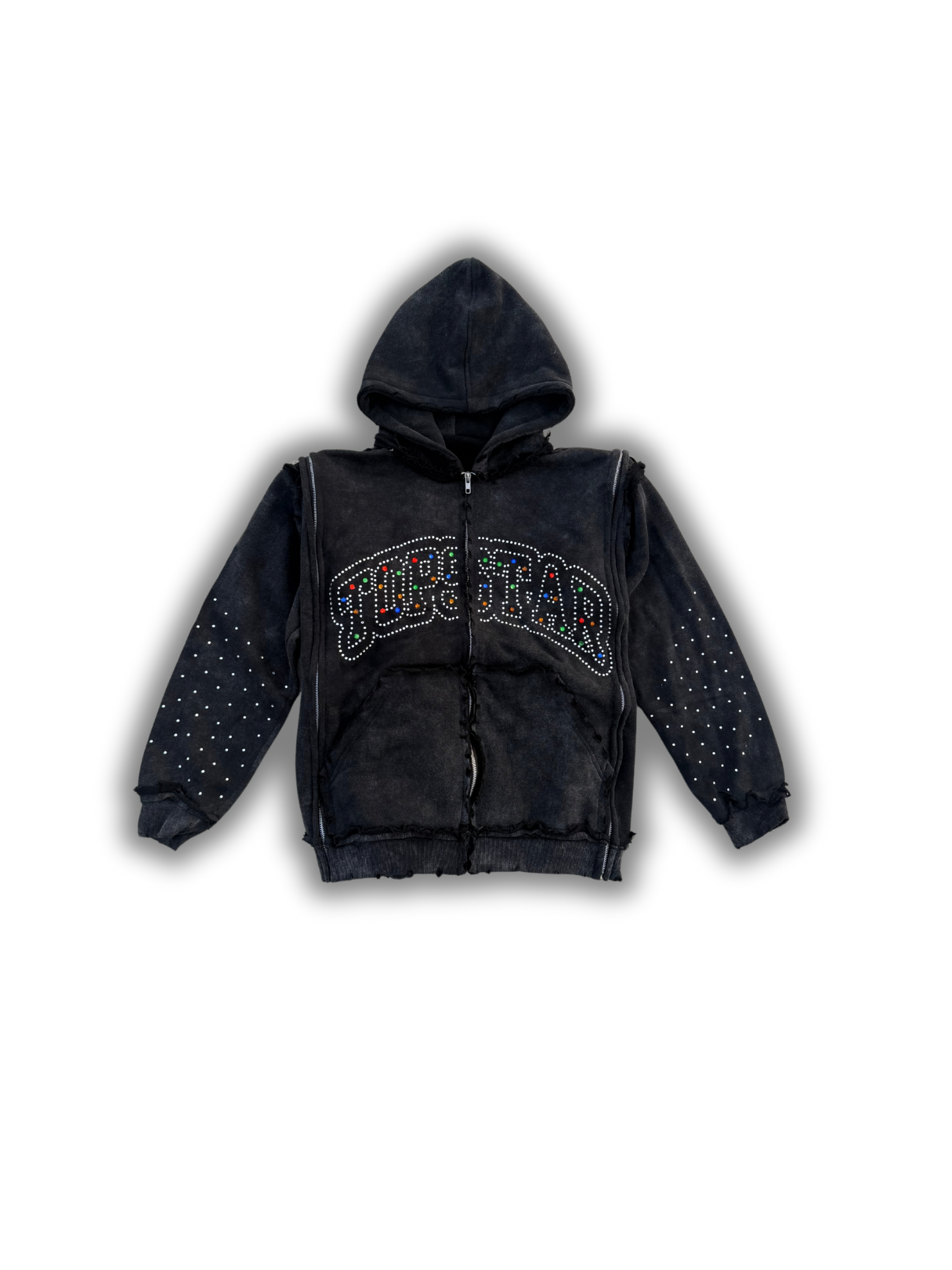 “RHINESTONE TRIPLE ZIP”(Black)