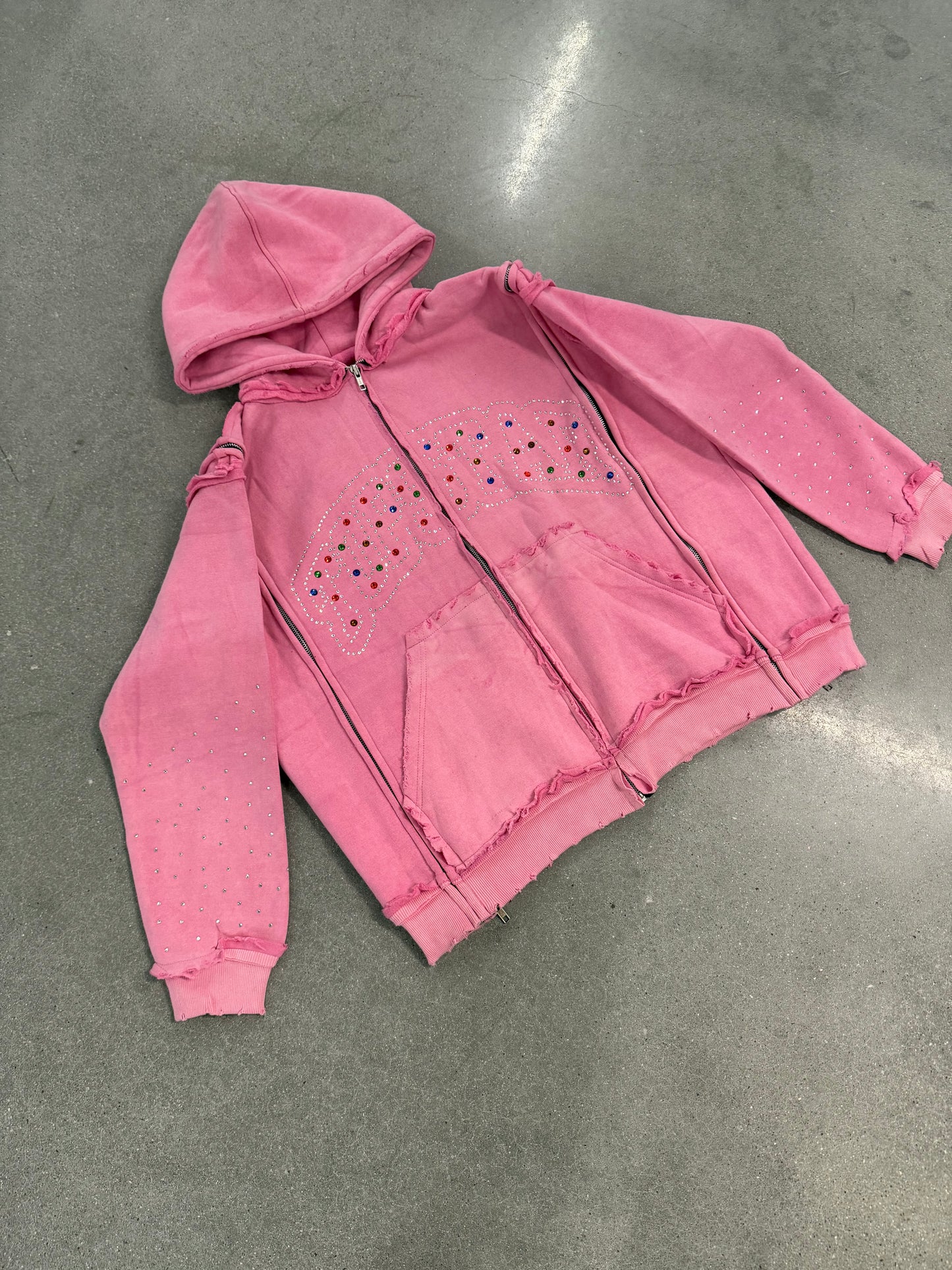 “RHINESTONE TRIPLE ZIP”(Pink)