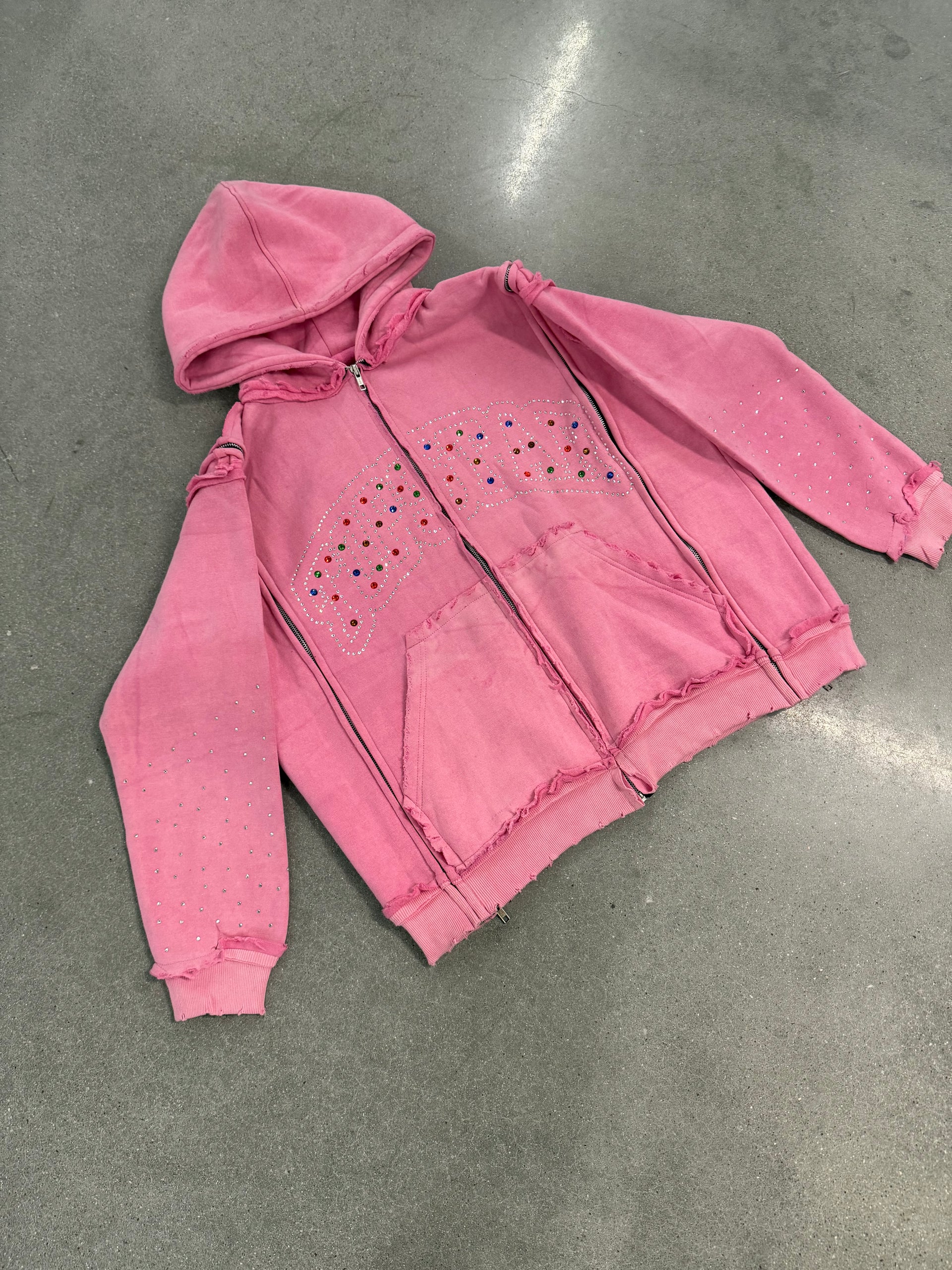 “RHINESTONE TRIPLE ZIP”(Pink)