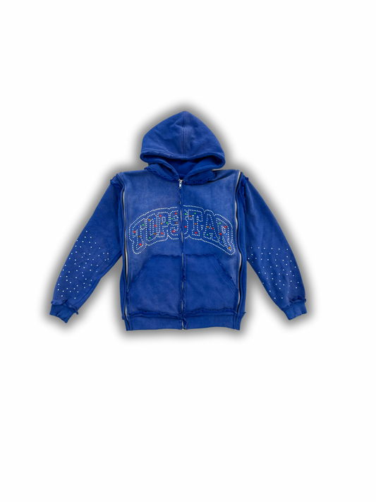“RHINESTONE TRIPLE ZIP”(Blue)