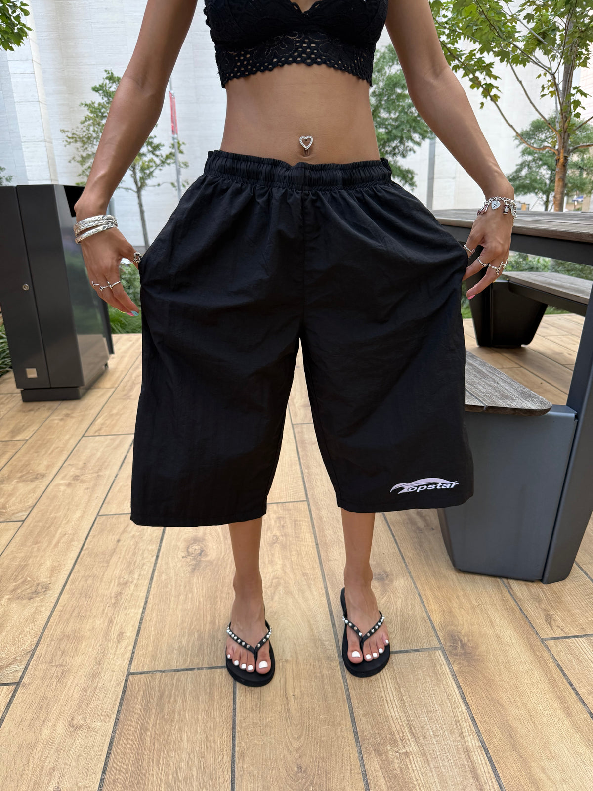 Windbreaker 3/4 Shorts Black