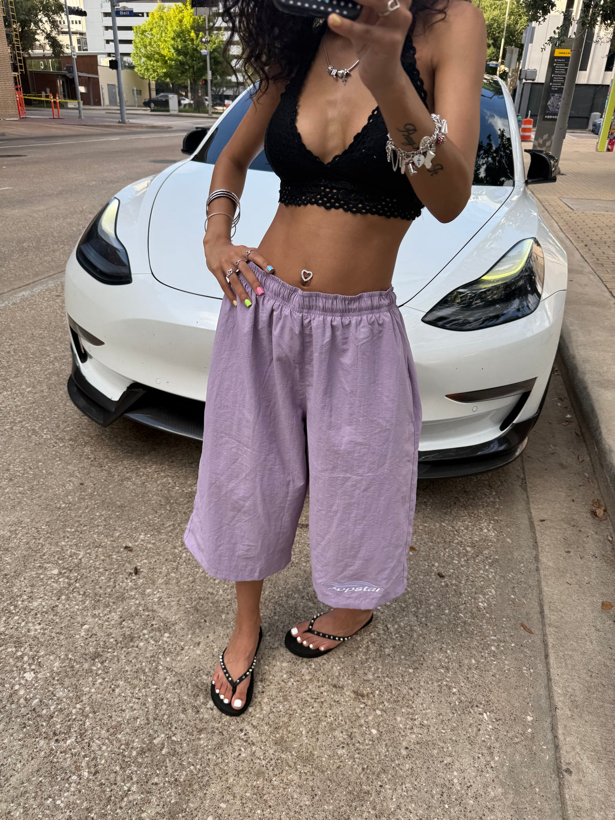 Windbreaker 3/4 Shorts Purple