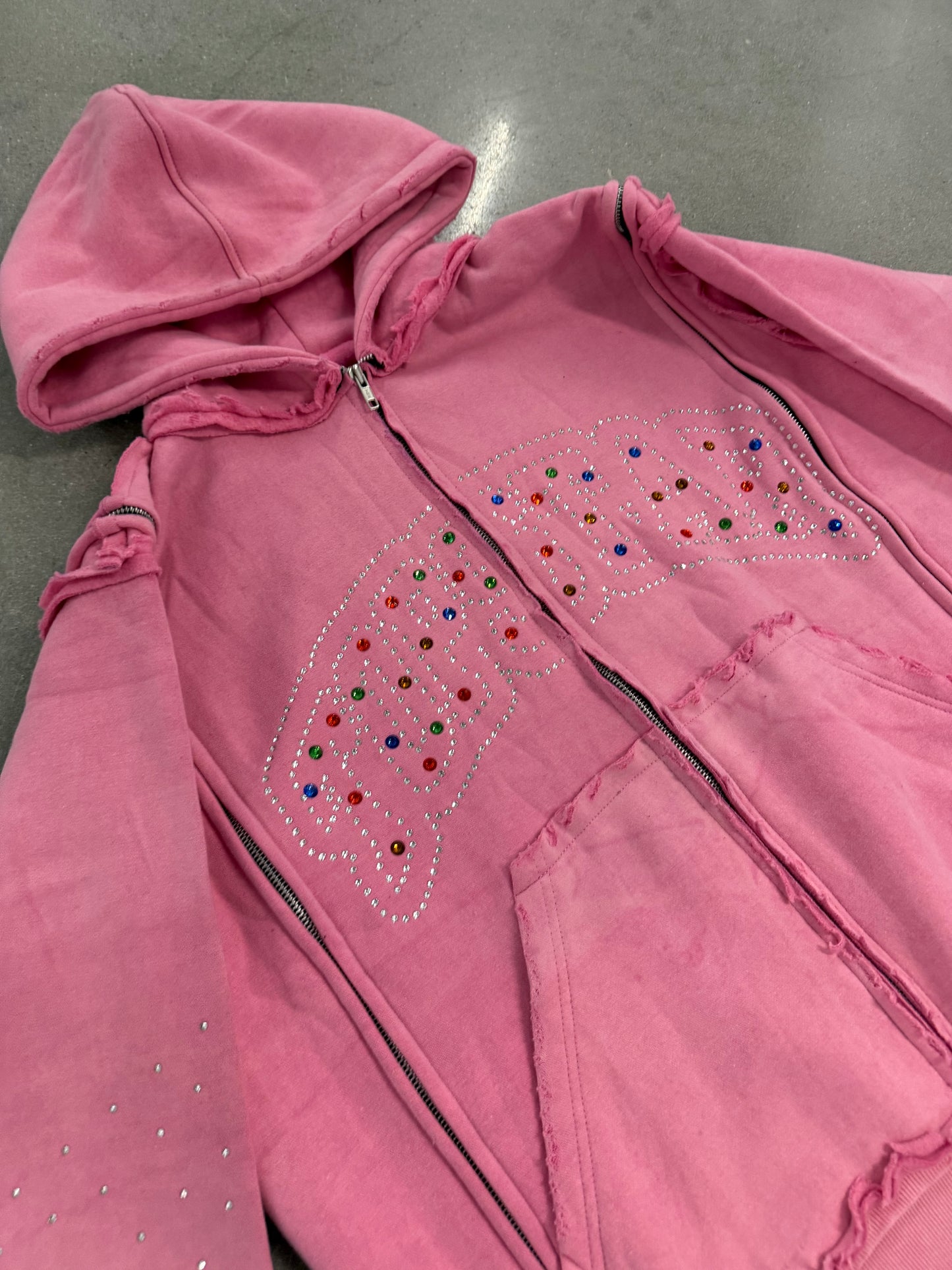 “RHINESTONE TRIPLE ZIP”(Pink)