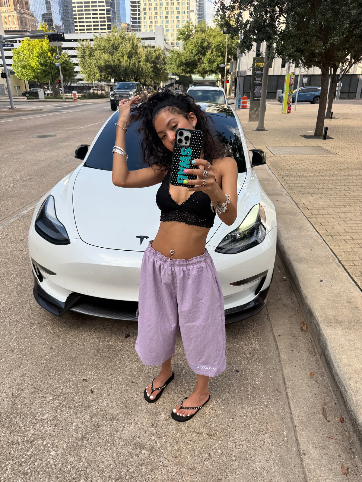 Windbreaker 3/4 Shorts Purple