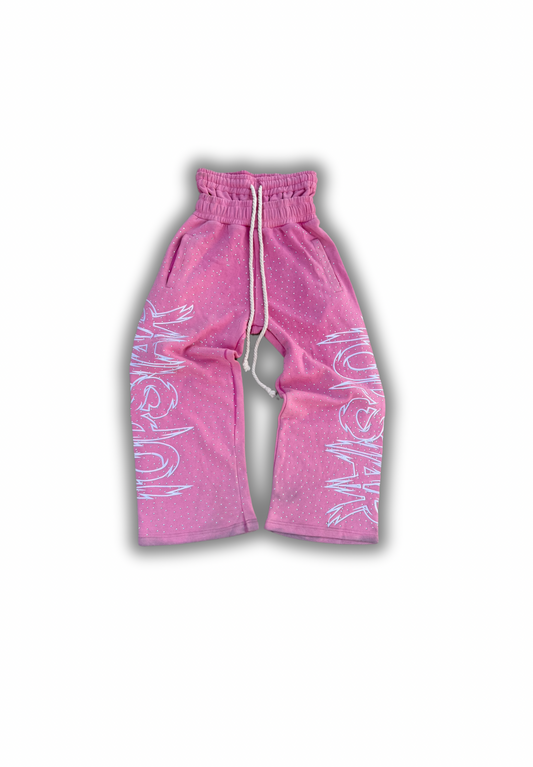 "Double Waisted Rhinestone Sweats"(Pink)