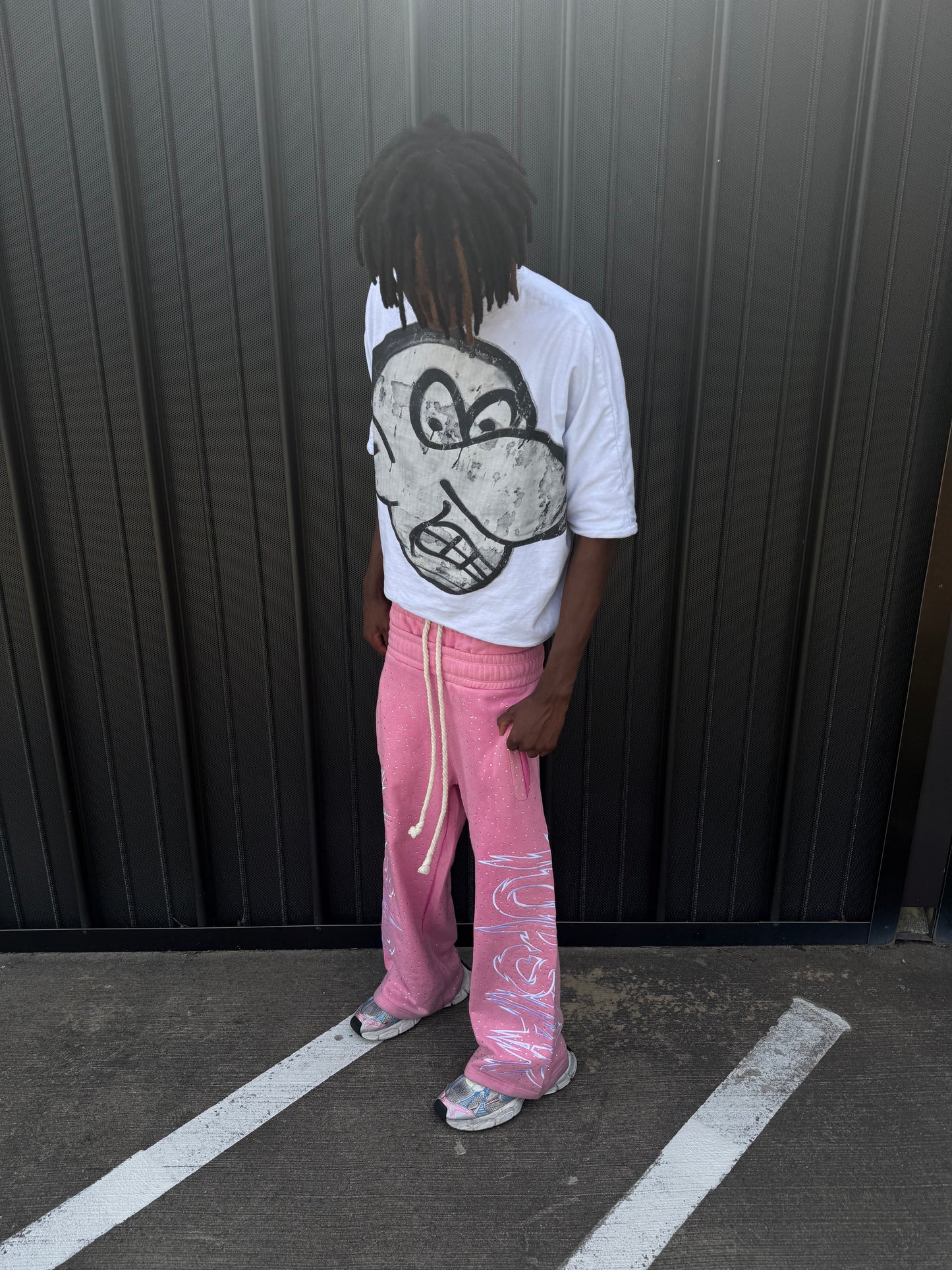 "Double Waisted Rhinestone Sweats"(Pink)