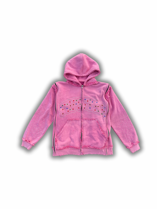 “RHINESTONE TRIPLE ZIP”(Pink)