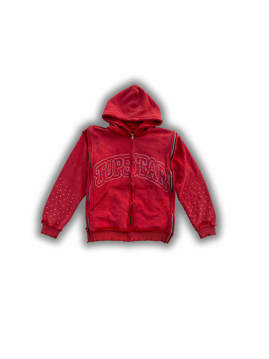 “RHINESTONE TRIPLE ZIP”(Red)